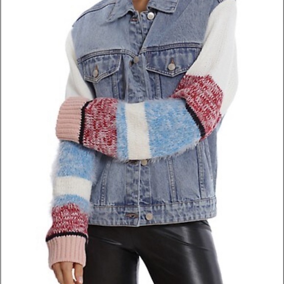 Denim jacket ( Jean jacket ) Avec Les Filles with knit sleeves. - Picture 4 of 4